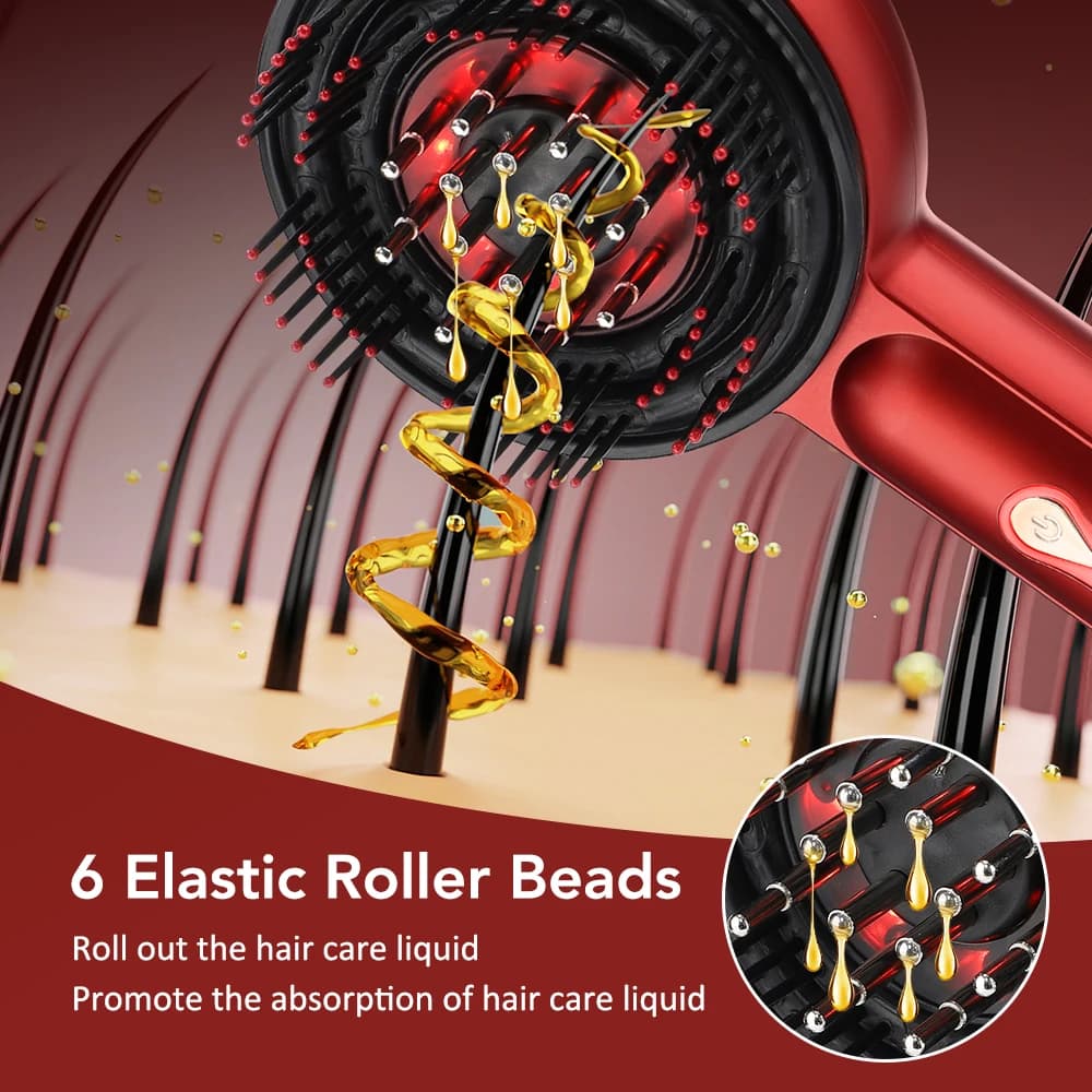 HairVibe™ – Wibrujący Grzebień Masujący z Czerwonym Światłem